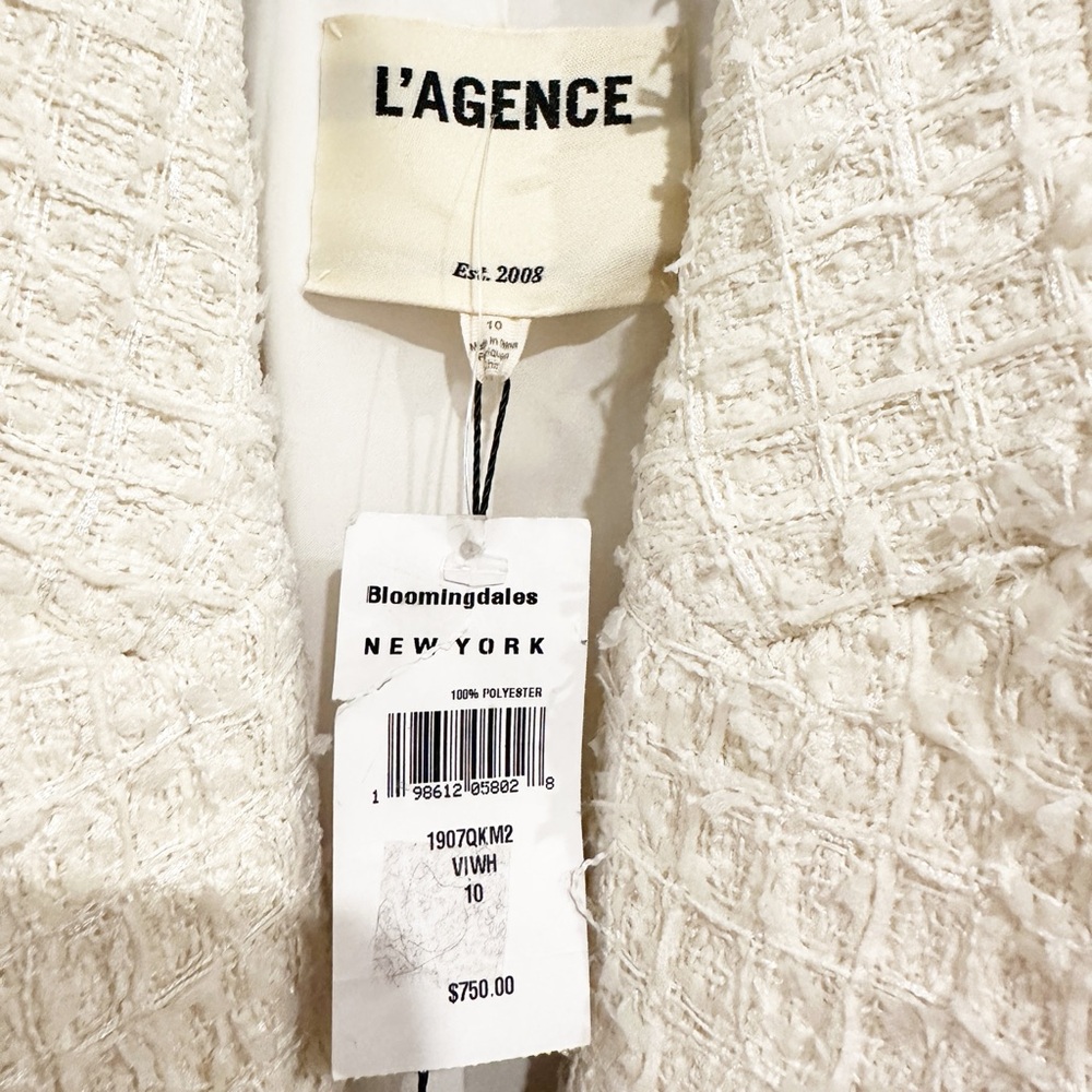 NWT L'Agence Kaisley Tweed Blazer in Vintage White Size 10 - Picture 8 of 16
